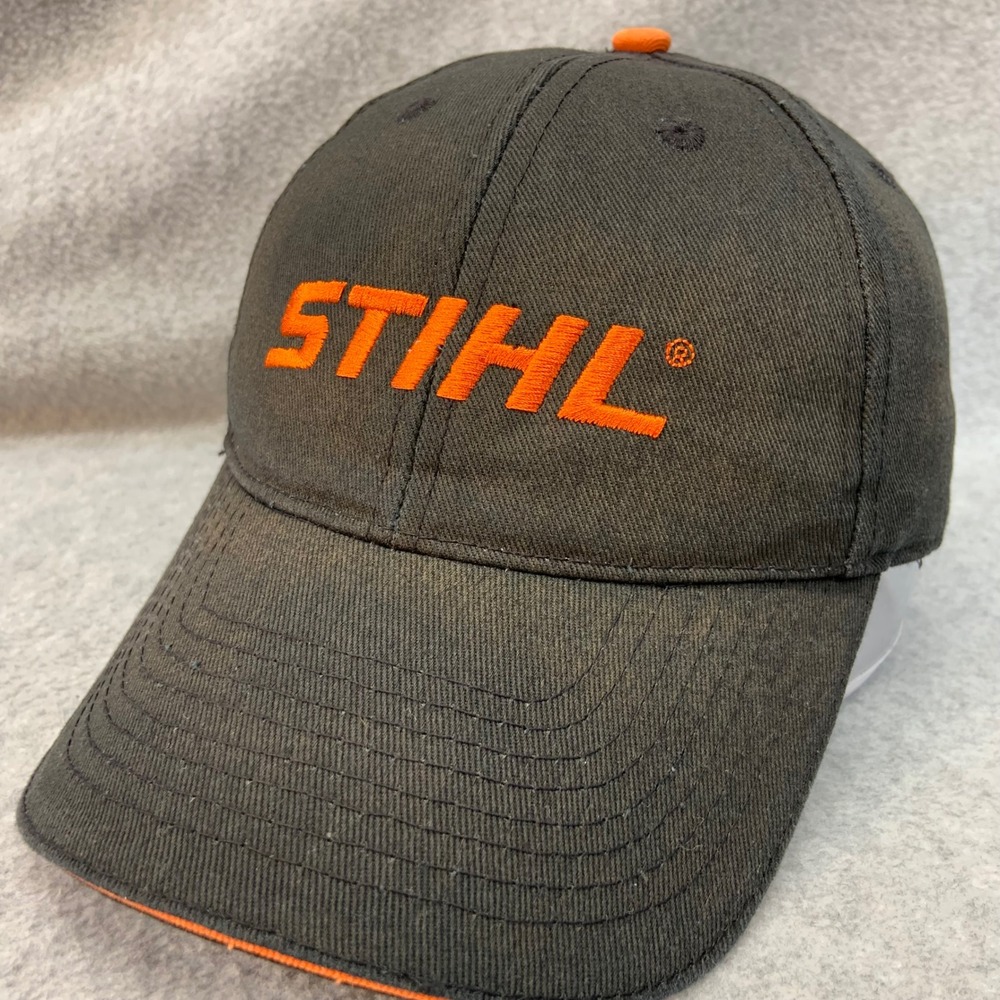 STIHL Logo Mens Black Hat Adjustable Strapback Baseball Cap OSFM